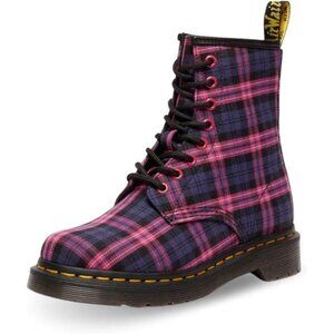 Dr. Martens 1460 Pink Multi Tartan Women’s Combat Boots – Lace-Up Leather Boots